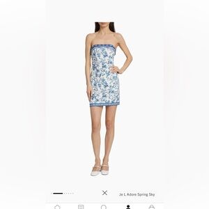 Alice + Olivia strapless blue floral dress size 0